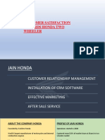Customer Satisfaction Towards Honda Two Wheeler: Presented By: Somil Modi (20152002) BBA-MBA 2015