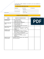 Employee Information: Area Scope of Orientation Orientation Date BY