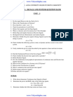 Ec6303 - Signals and Systems Question Bank Unit - I: 2 Marks