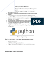 Python Programming Characteristics: Raspberry Pi Board Technology