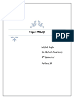 Topic: WAQF: Mohd. Aqib Ba - LLB (Self-Finanace) 4 Semester Roll No.34