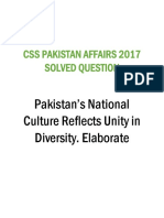 Pakistan National Culture Reflects Unity in Diversity PDF