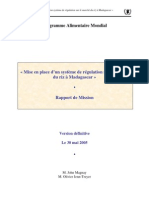 Mission PAM: Mise en Place D'un Système de Régulation Sur Le Marché Du Riz À Madagascar (30 Mai 2005)