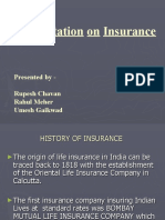 Presentation On Insurance: Presented by - Rupesh Chavan Rahul Meher Umesh Gaikwad