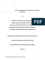 A Study On Differences of Greeting Styles Among Tesl Students in Kuptm KL