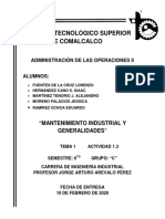 1.3 Mantenimiento Industrial y Generalidades