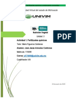 Actividad 1. Fertilizantes Químicos - Unidad 3 - Alumno Jose Jesus Arevalos Contreras - Tutor DR Mario Figueroa Cardenas