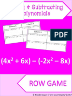 Addingand Subtracting Polynomials Row Game