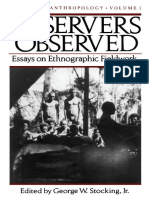 (History of Anthropology) George W. Stocking Jr. - Observers Observed - Essays On Ethnographic Fieldwork-University of Wisconsin Press (1985) PDF