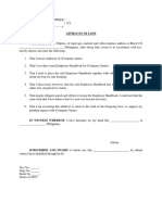 Affidavit of Loss Employee Handbook Template