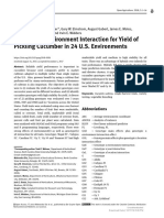 (Open Agriculture) Genotype X Environment Interaction For Yield of Pickling Cucumber in 24 U.S. Environments