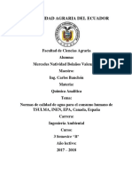 Tablas de Comparacion de Calidad de Agua