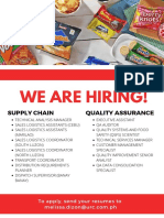 We Are Hiring!: Supply Chain Quality Assurance