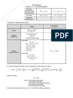 Thermodynamics Chapters 1, 2, 3 - List of Useful Equations