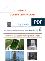 Mba-Ai Speech Technologies: Prof. Brian Mak