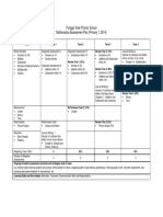 Punggol View Primary School Mathematics Assessment Plan (Primary 1, 2014)