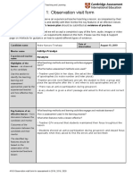 Assessment Task - 1 - 1 Observation Visit Form