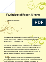 Psychological Report Writing: Adapted From UP-PGH Format