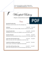 Wheatfield Bakery Menu