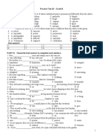 Practice Test 10 - Grade 8 PART I - Choose The Word A, B, C or D Whose Underlined Part Is Pronounced Differently From The Others