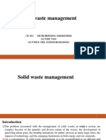 Solid Waste Management: CIE 442 Environmental Engineering Lecture Two Lecturer: Eng. Goodson Masheka