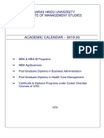 Academic Calendar - 2019-20: Banaras Hindu University Institute of Management Studies