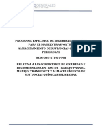 Programa Especifico de Seguridad e Higiene para El Manejo Trasporte y Almacenamiento de Sustancias Quimicas Peligrosas