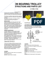 Precision Bearing Trolley: Service Instructions and Parts List