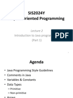 SIS2024Y Object-Oriented Programming: Introduction To Java Programming (Part 1)