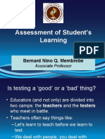 Assessment of Student's Learning: Bernard Nino Q. Membrebe