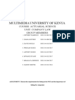 Multimedia University of Kenya: Course: Actuarial Science Unit: Company Law Group Members