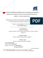 Etude Et Dimensionnement Des Systemes de Pompage Photovoltaïque Dans Les Localites Rurales Du Benin