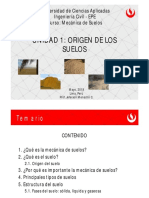 Unidad 1 - Origen de Los Suelos y Propiedades PDF