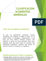 Tipos y Clasificacion de Yacimientos Minerales PDF