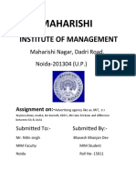 Assignment of Advertising Agency (Roll No-15011)