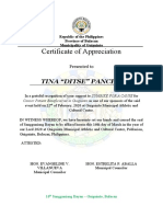 Certificate of Appreciation