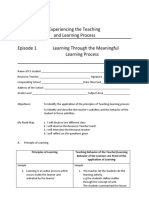 Experiencing The Teaching and Learning Process Episode 1 Learning Through The Meaningful Learning Process