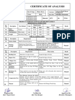 Certificate of Analysis: National Plastic Factory L.L.C Date Supplier