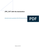 Information Brochure Regarding The JPK - VAT Structure With A Declaration