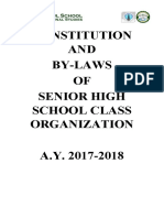 Constitution AND By-Laws OF Senior High School Class Organization A.Y. 2017-2018