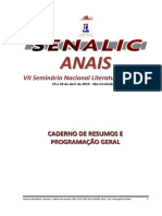 Caderno de Resumos Do VII SENALIC 2016