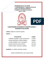 Cuestionario de Derecho Constitucional I