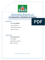 Internship Report On: Accounting Policy: Identification and Solution