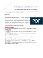 Several Word Problems and Applications Related To Linear Programming Are Presented Along With Their Solutions and Detailed Explanations