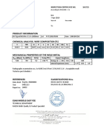 Product Information: Inspection Certificate No. 161723