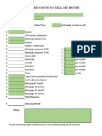 Cost To Sell Worksheet