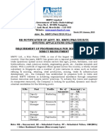 Re-Notification of Advt. No. Mmtc/P&O/2018/01 (Inviting Applications Online) Requirement of Professionals For Induction Level Direct Recruitment