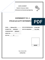 Experiment No. 2 Steam Quality Determination: Grade