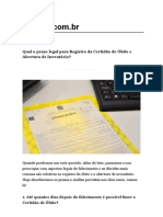 Qual o Prazo Legal para Registro Da Certidão de Óbito e Abertura de Inventário