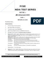 Fiitjee All India Test Series: JEE (Advanced) - 2020